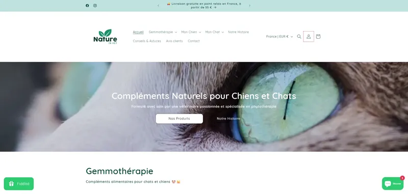 Capture d'écran du site Nature in Vet