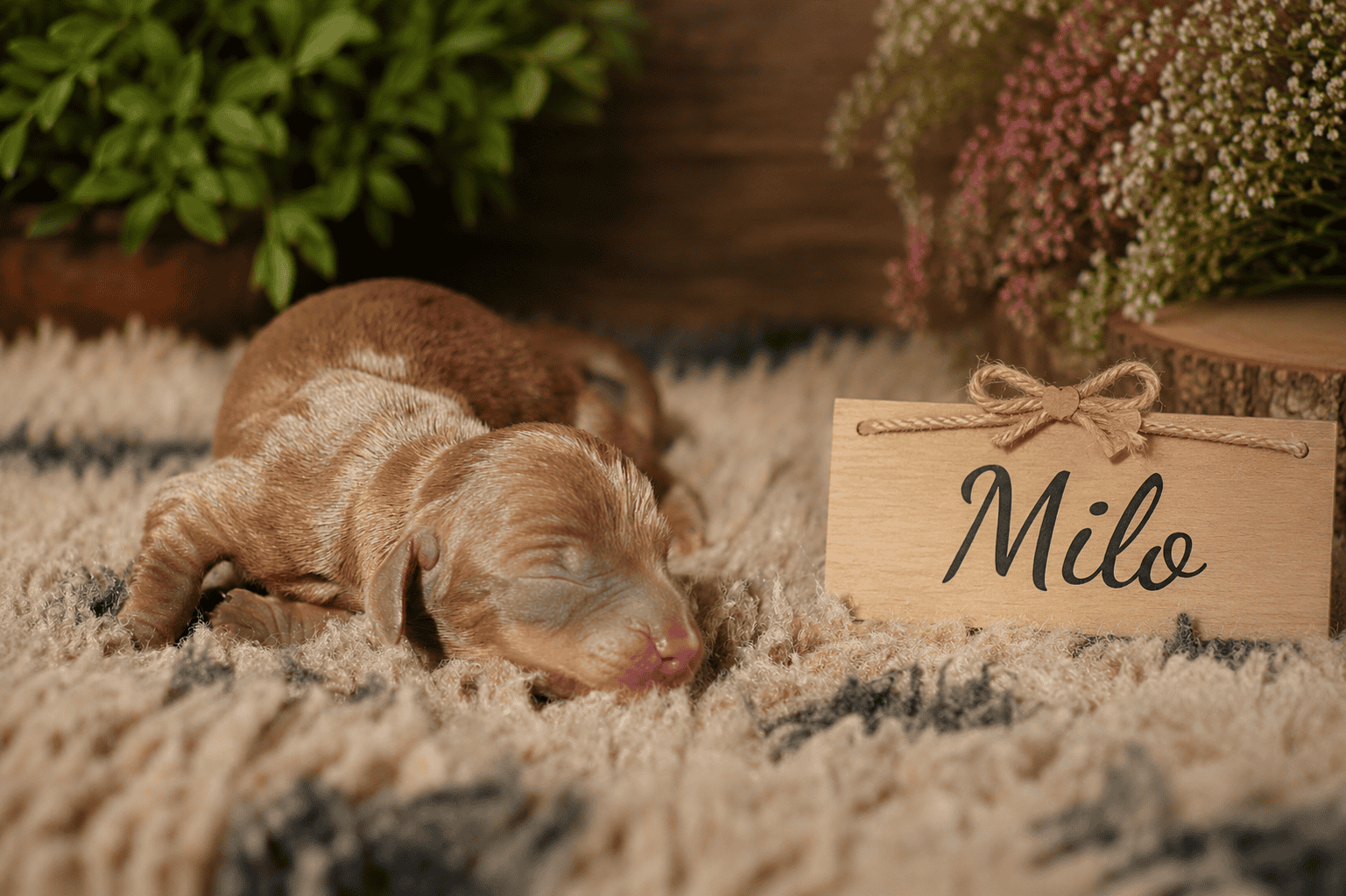 chiot teckel nain male couleur chocolat tan