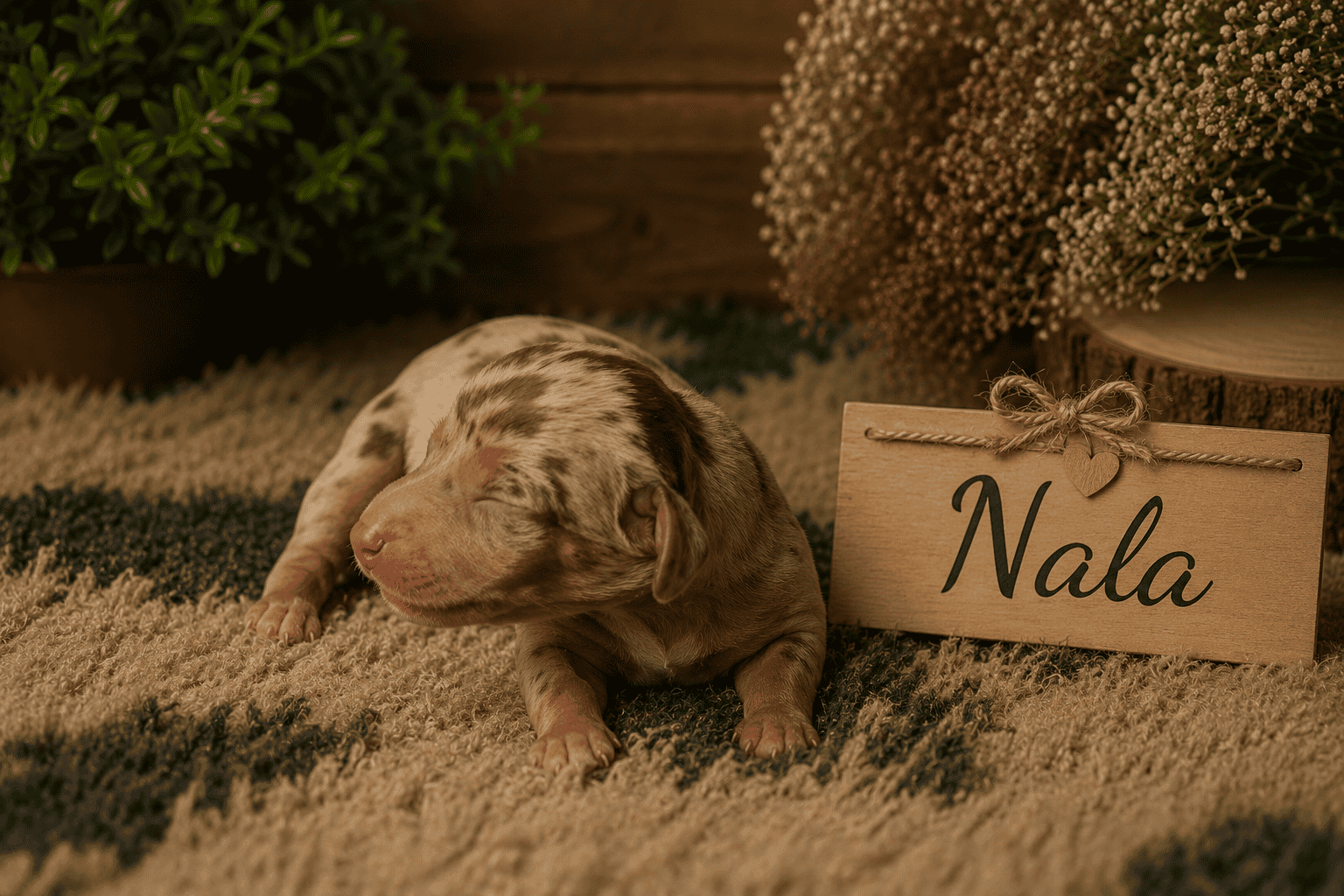chiot teckel nain femelle couleur chocolat tan arlequin