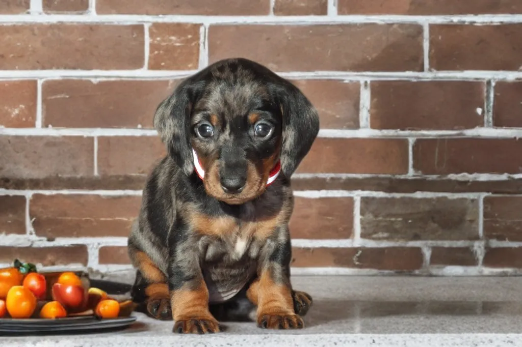chiot femelle teckel couleur arlequin noir et feu fille champion