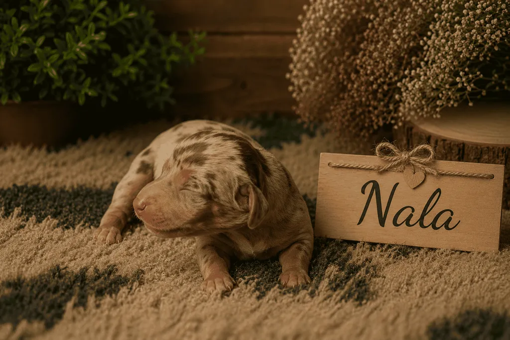 chiot teckel nain femelle couleur chocolat tan arlequin