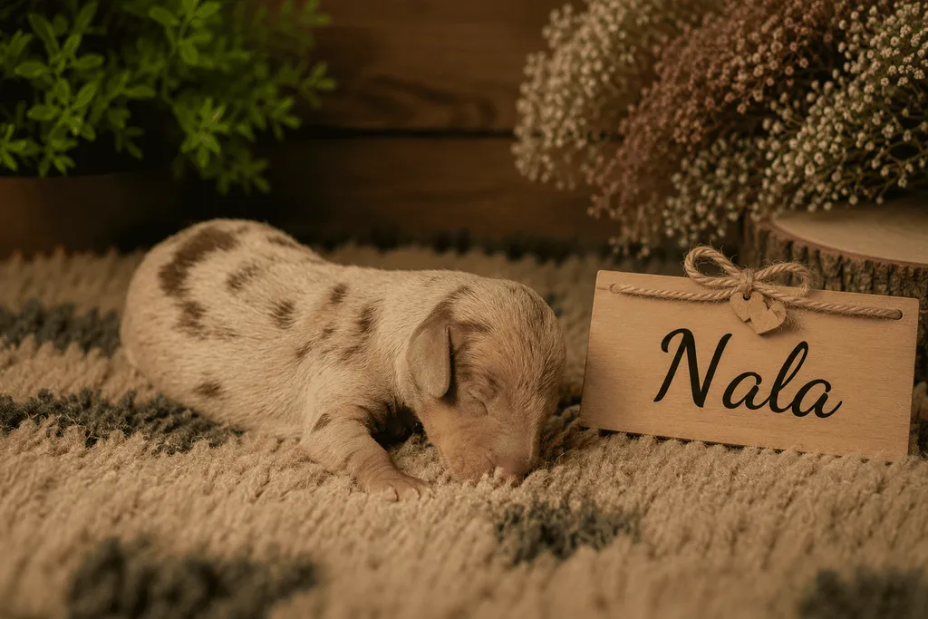 chiot teckel nain femelle couleur chocolat tan arlequin